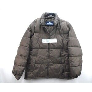 Steve & Barry’s Double Down Puffer Jacket Men XL Brown Feathers Zip Winter Coat